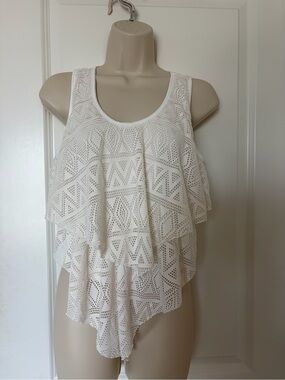 Chocolate White Crochet Ruffle Bodysuit